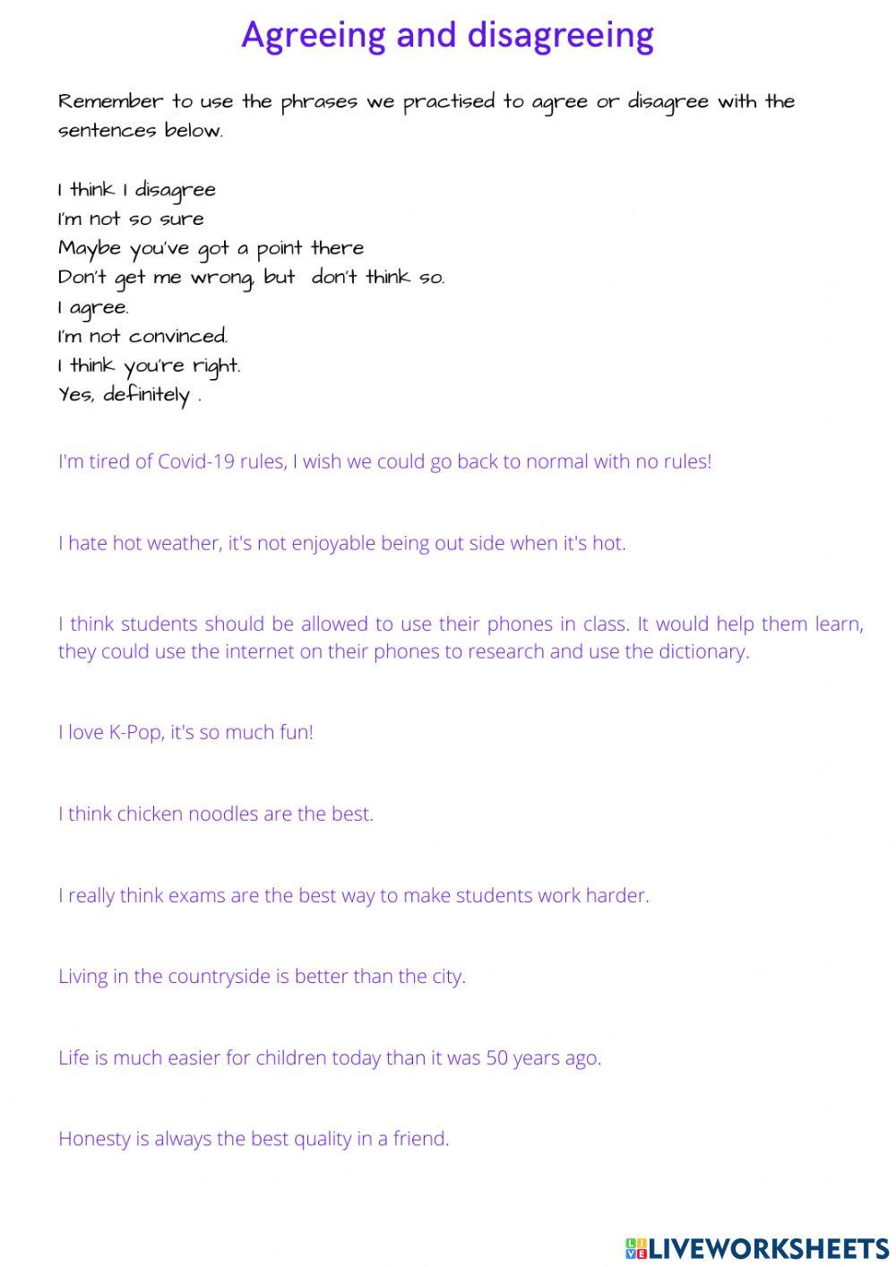 Agreeing-Disagreeing