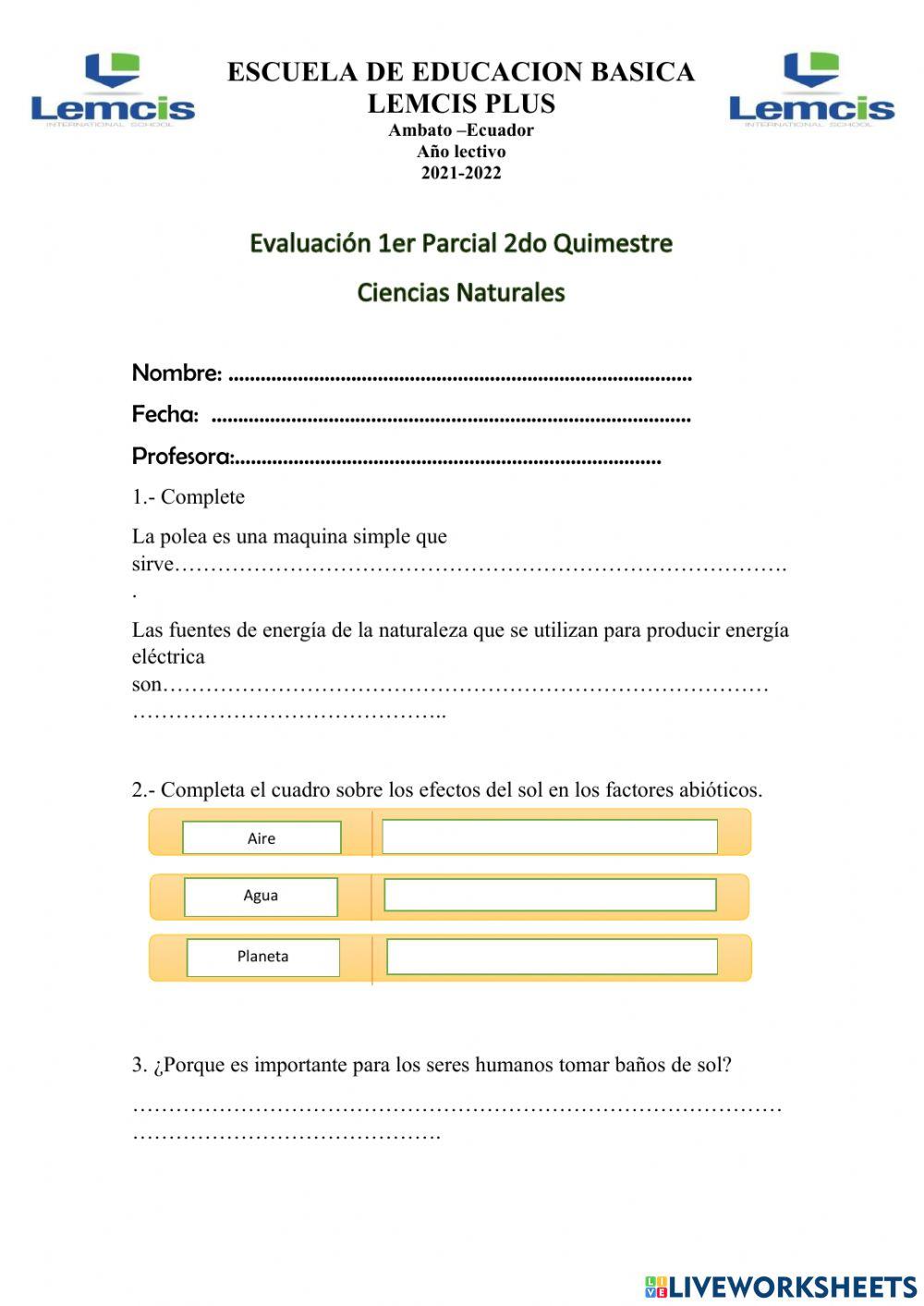 Evaluacion de 2q1p3rcn