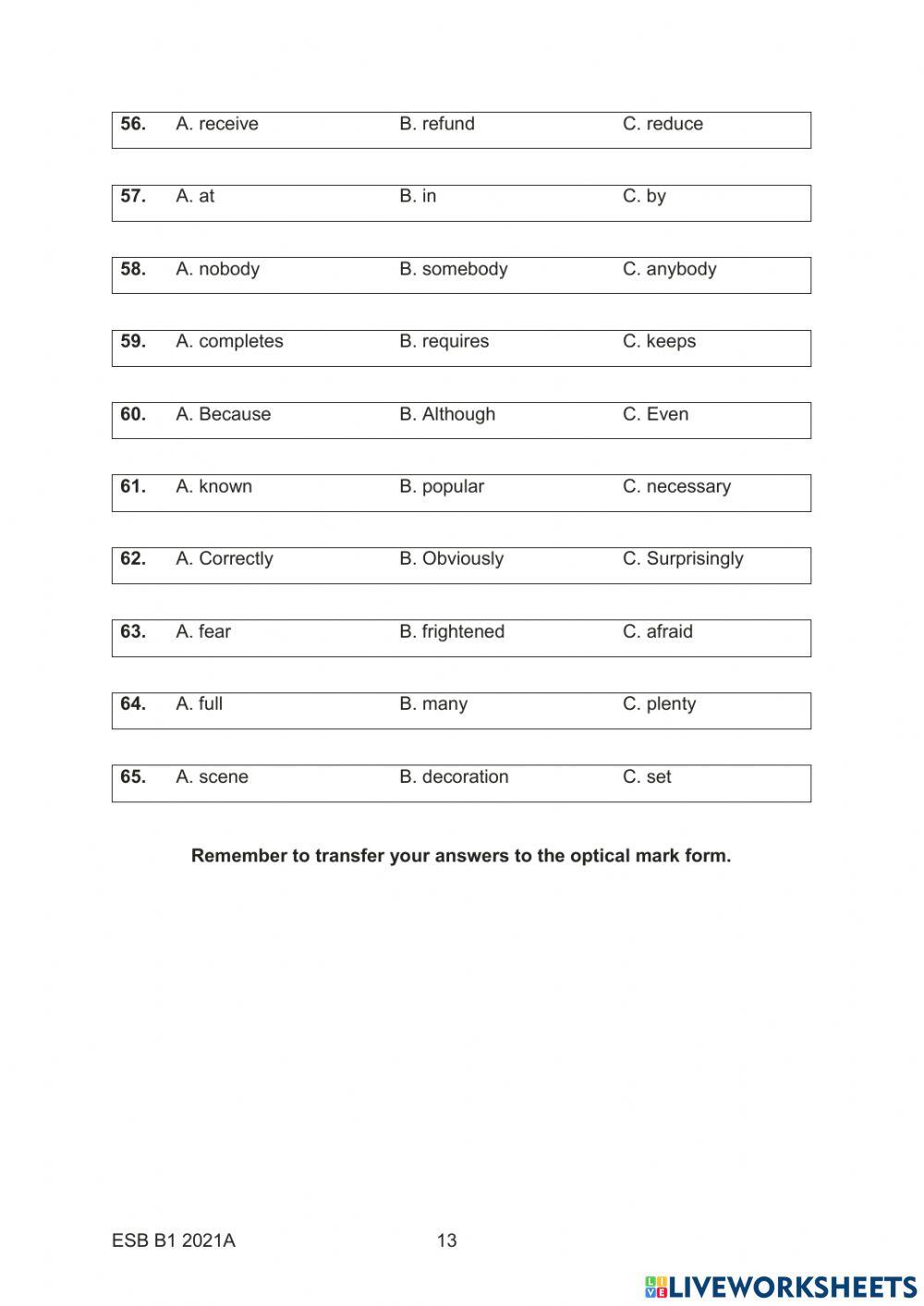 ESB B1 2021A USE OF ENGLISH