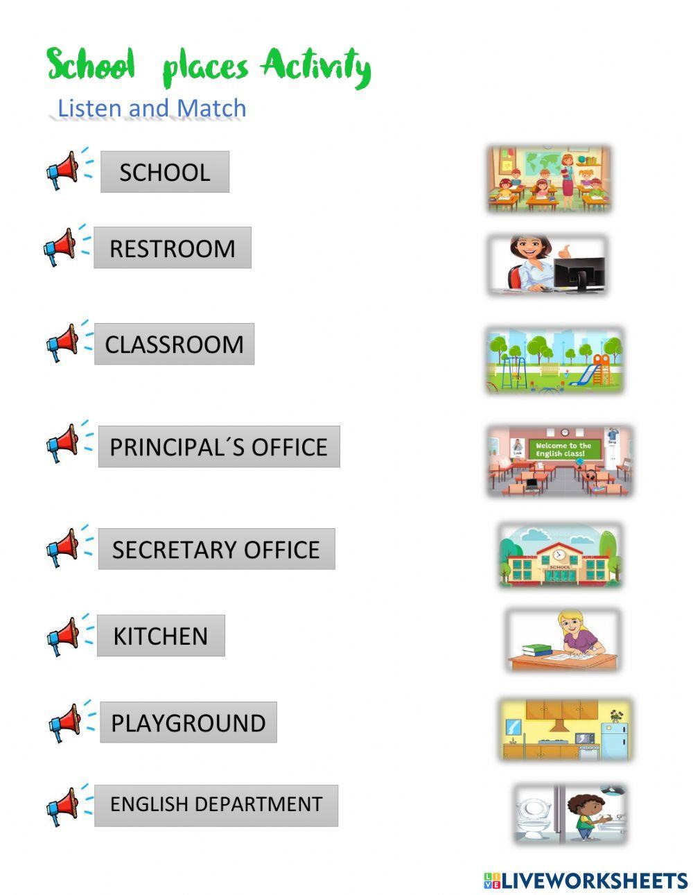 worksheet about school places