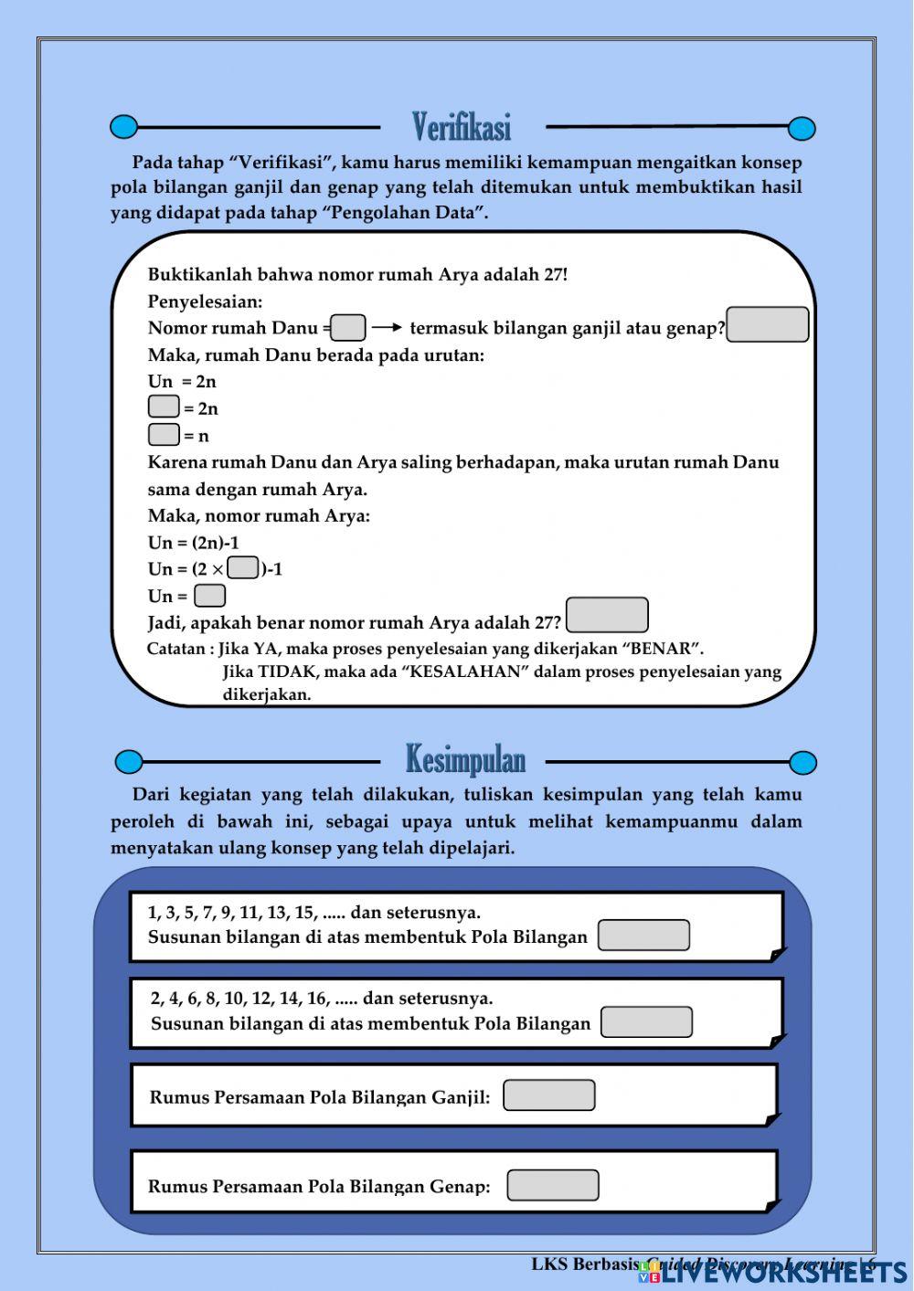 Pola Bilangan Ganjil dan Genap