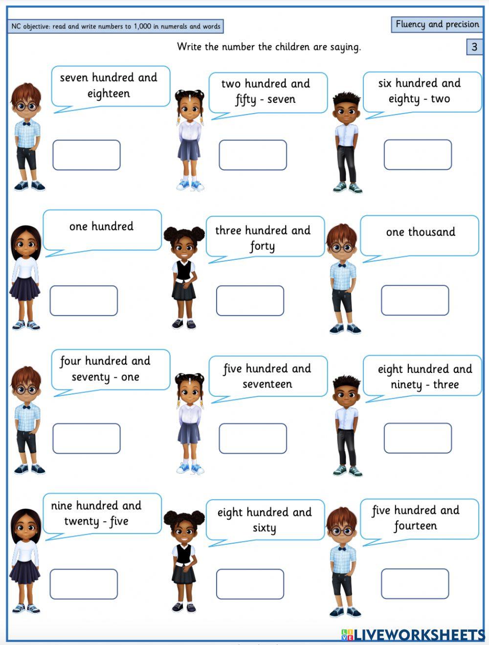 Math - numbers worksheet | Live Worksheets