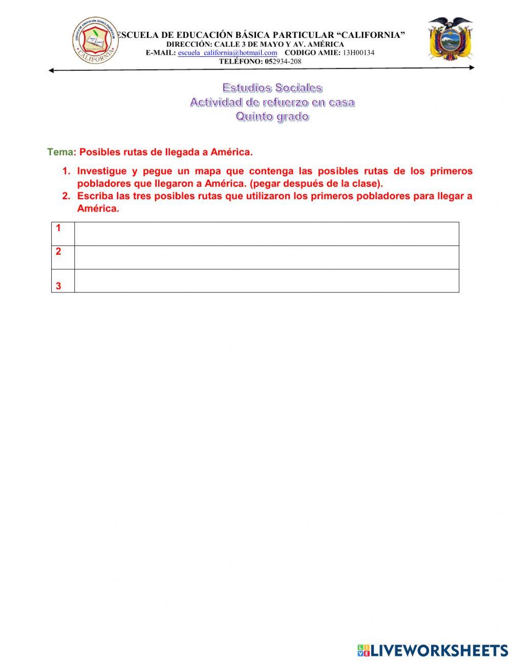 Posibles rutas de llegada a América