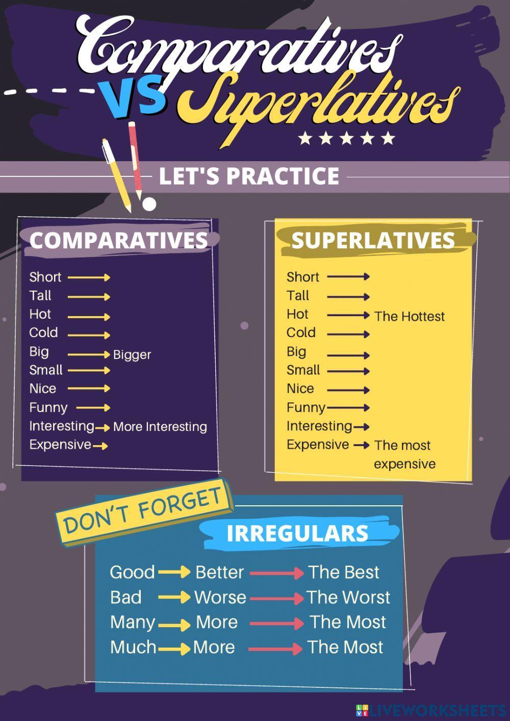 Comparatives vs superlatives