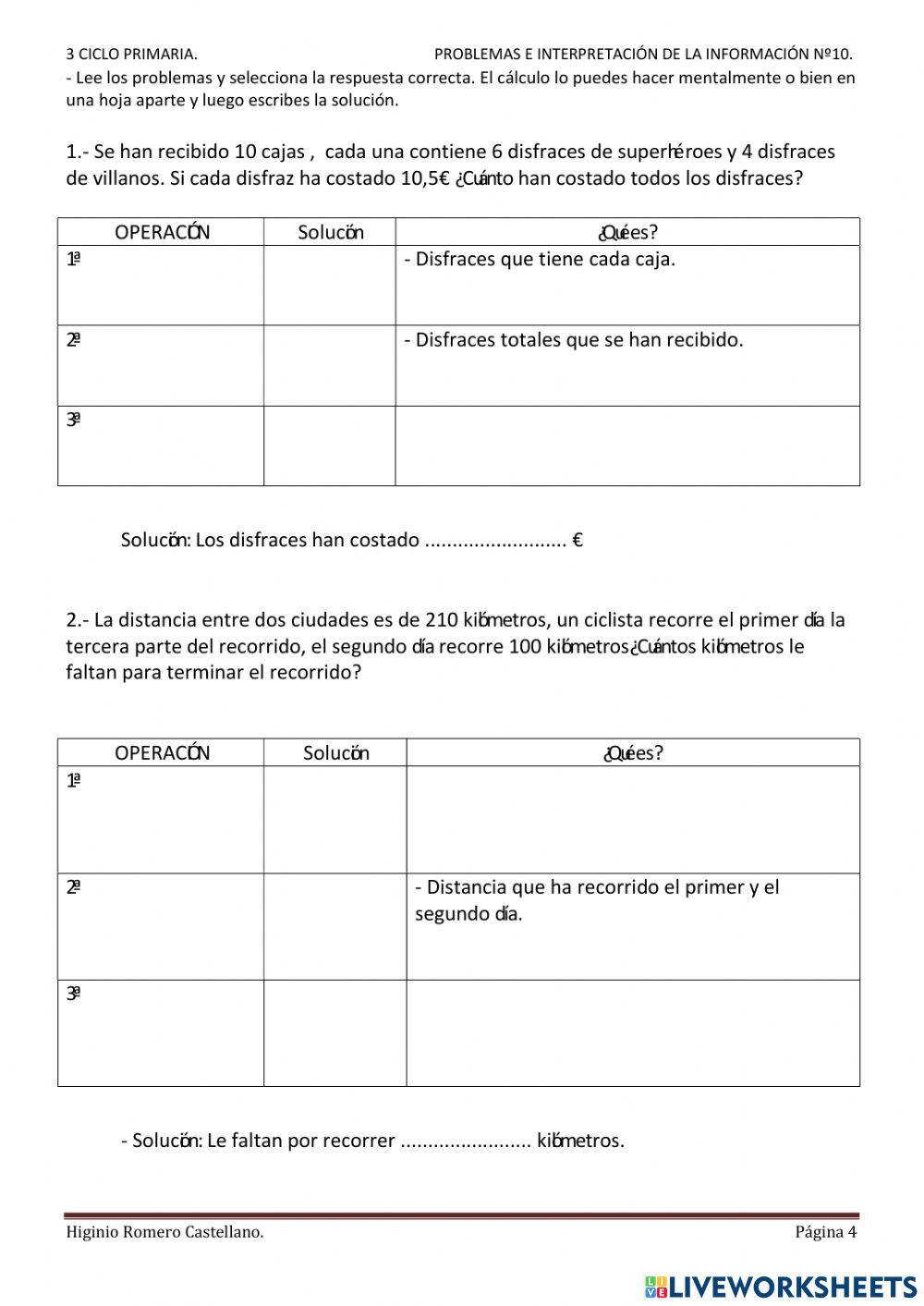 Problemas Matemáticas 5º