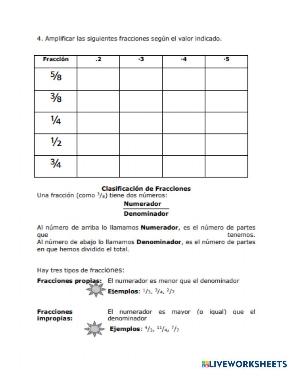 Amplificación de fracciones