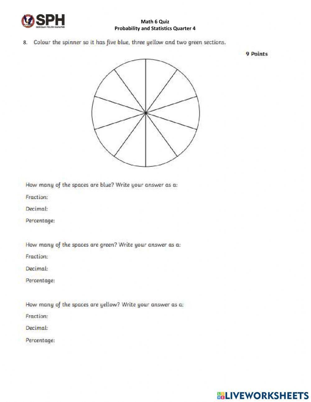 Math 6 Quiz Statistics and Probability
