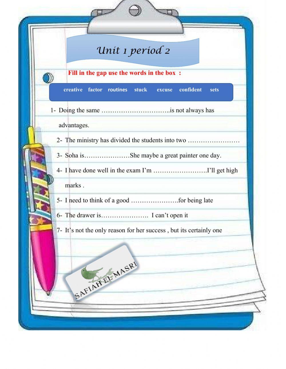 Vocabulary unit 1 period 2