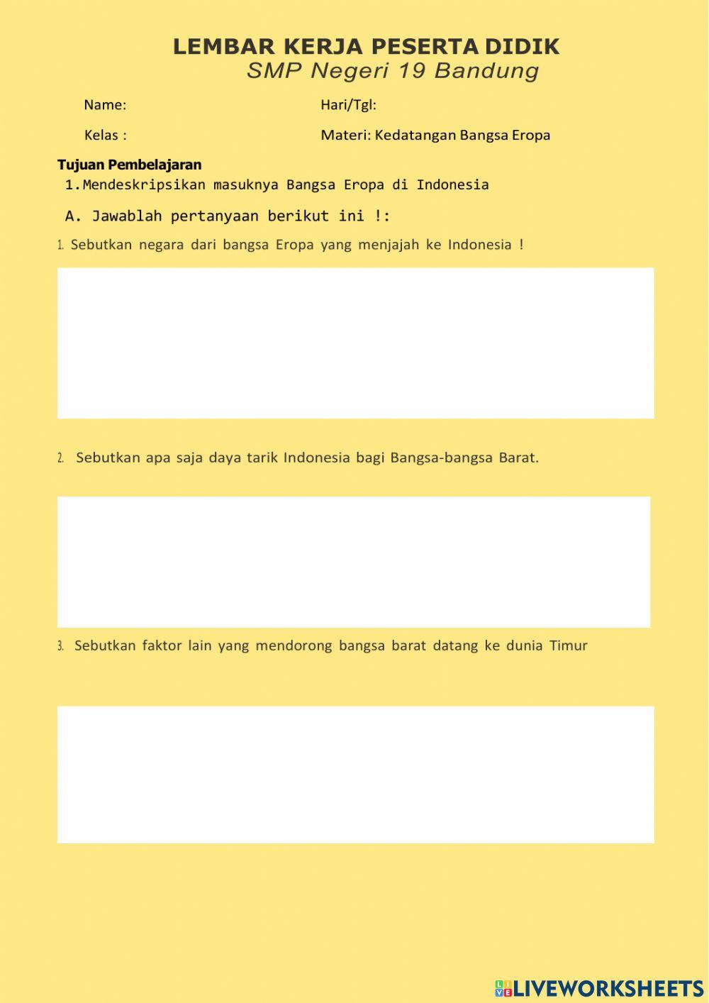 Kedatangan bangsa barat ke Indonesia