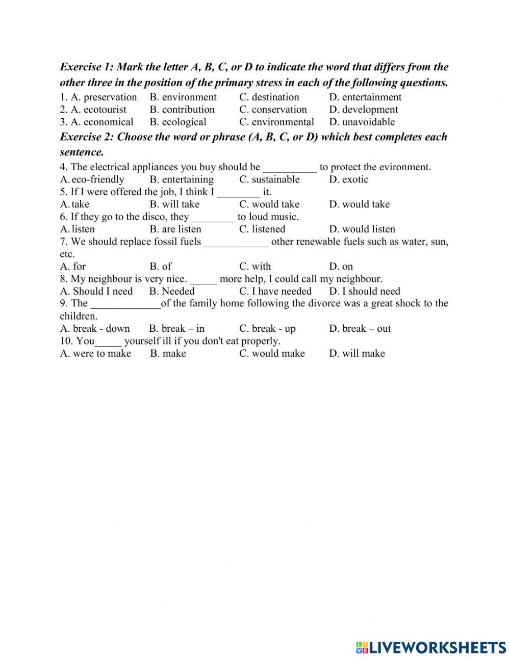 Unit10: Ecotourism - Looking Back