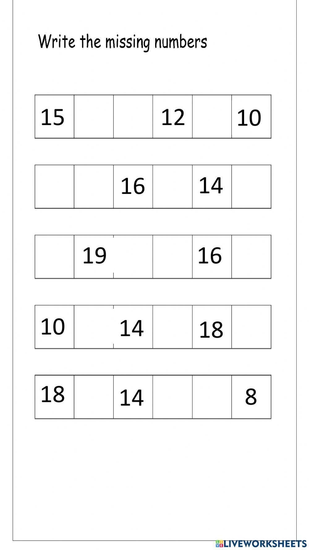 Number pattern from 20