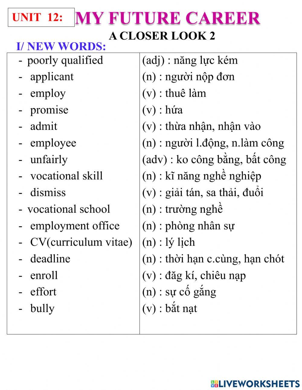 English 9- unit 12- a closer look 2