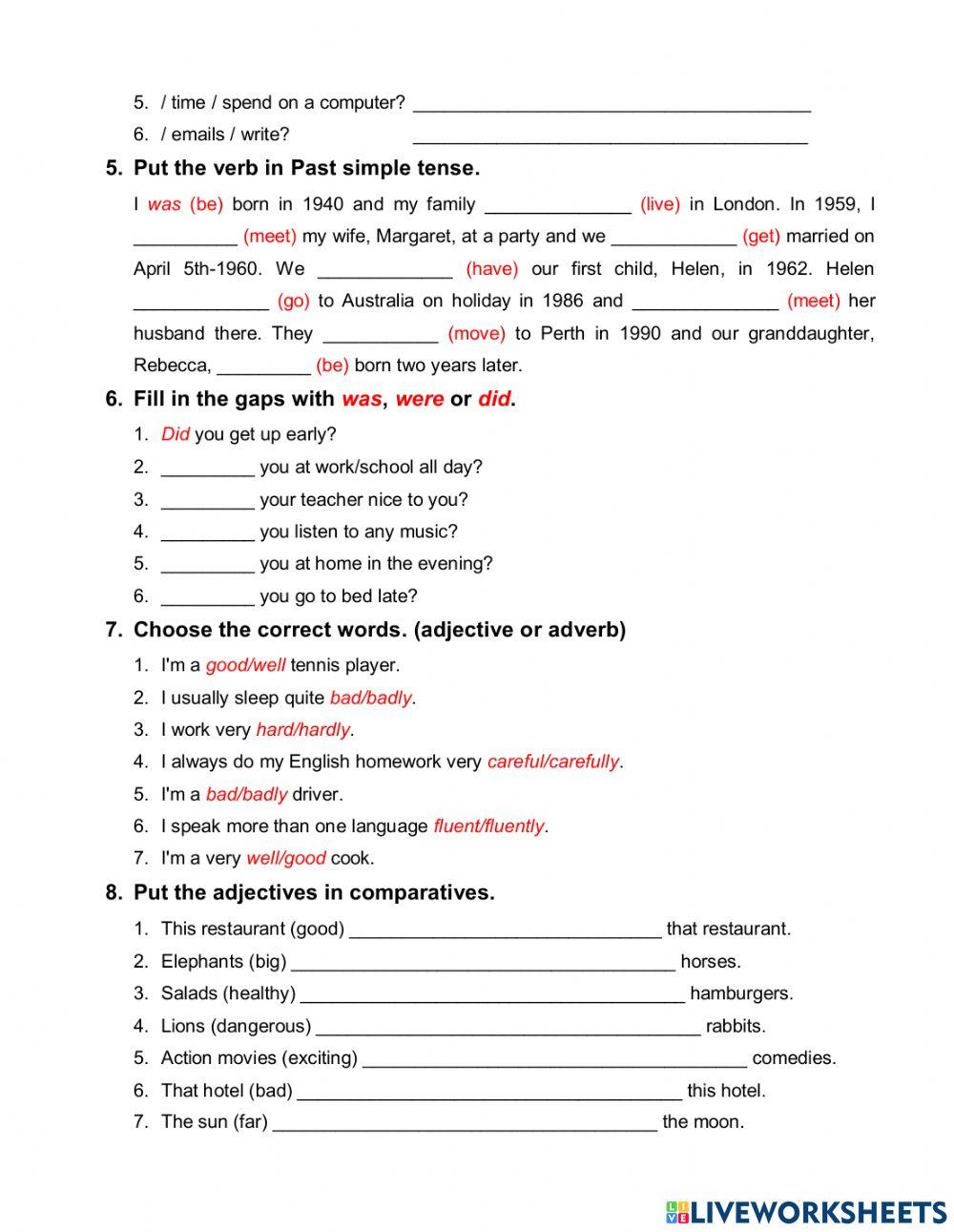 GRAMMAR REVIEW Elementary Level