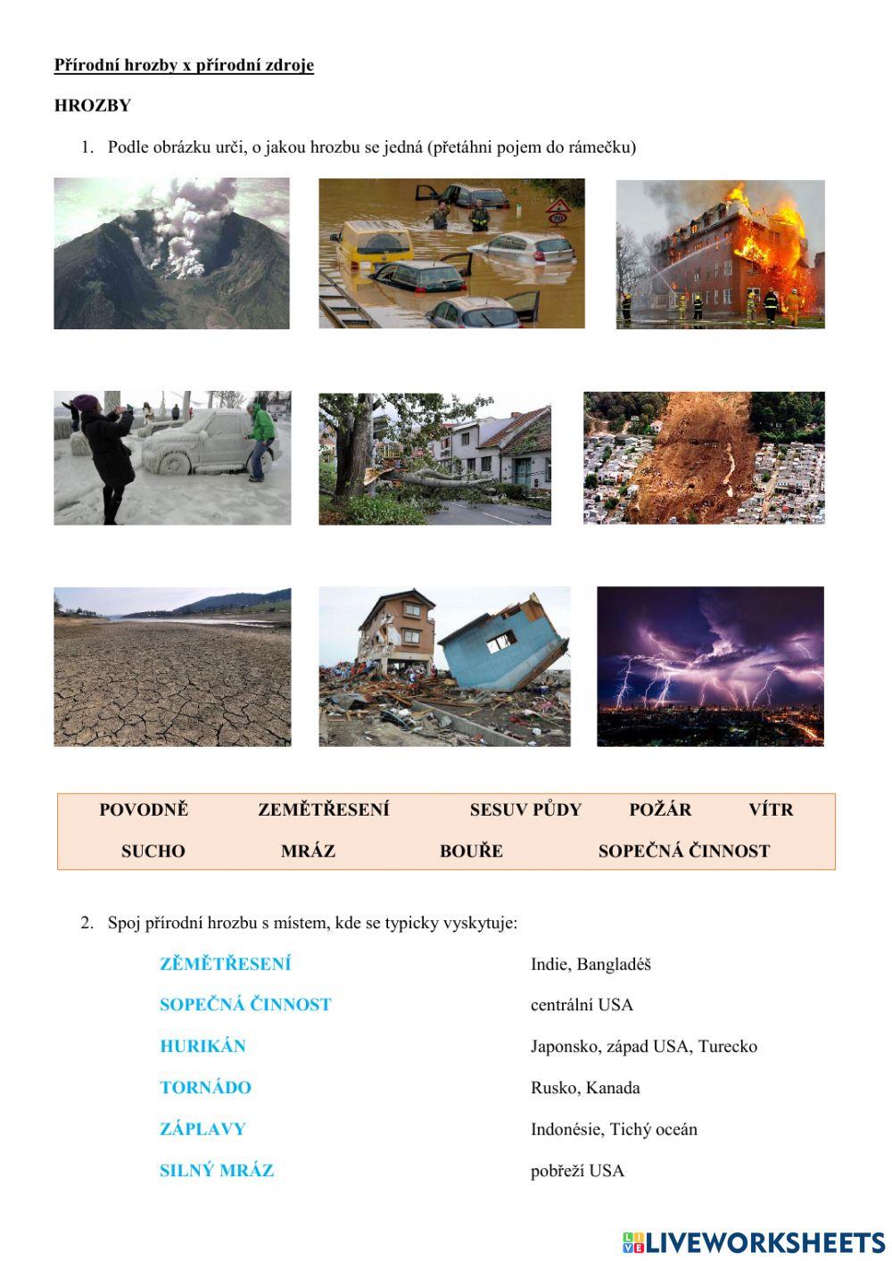 Přírodní hrozby a zdroje