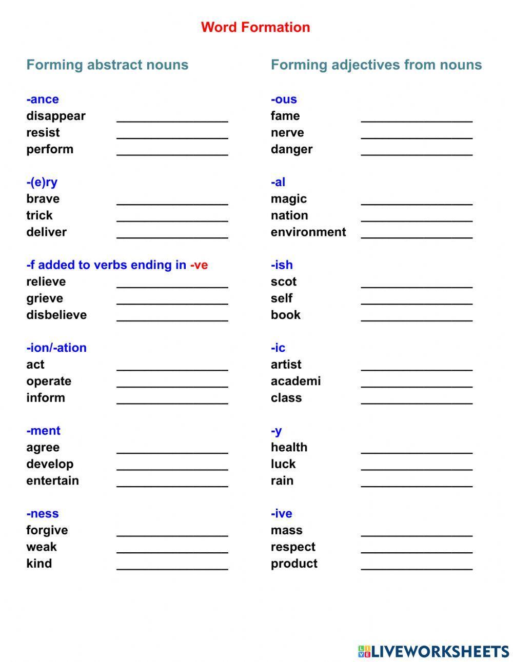 Word formation - Level B1.1