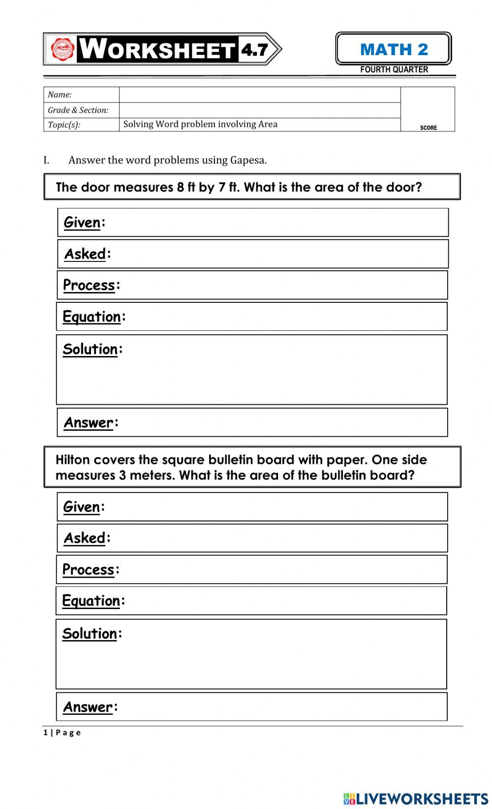 Math2 worksheet 4.7