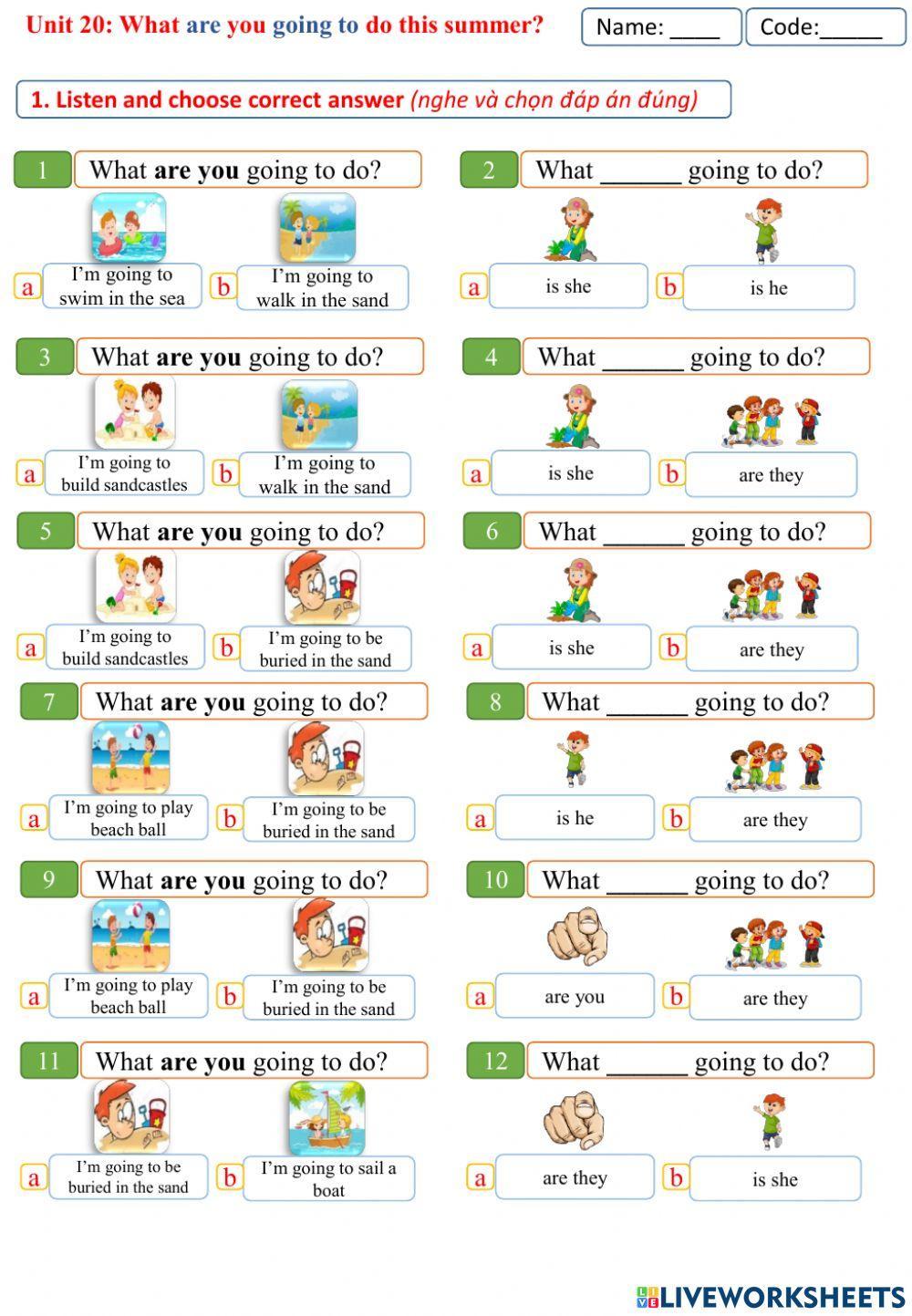 Unit 20: What are you going to do this summer?