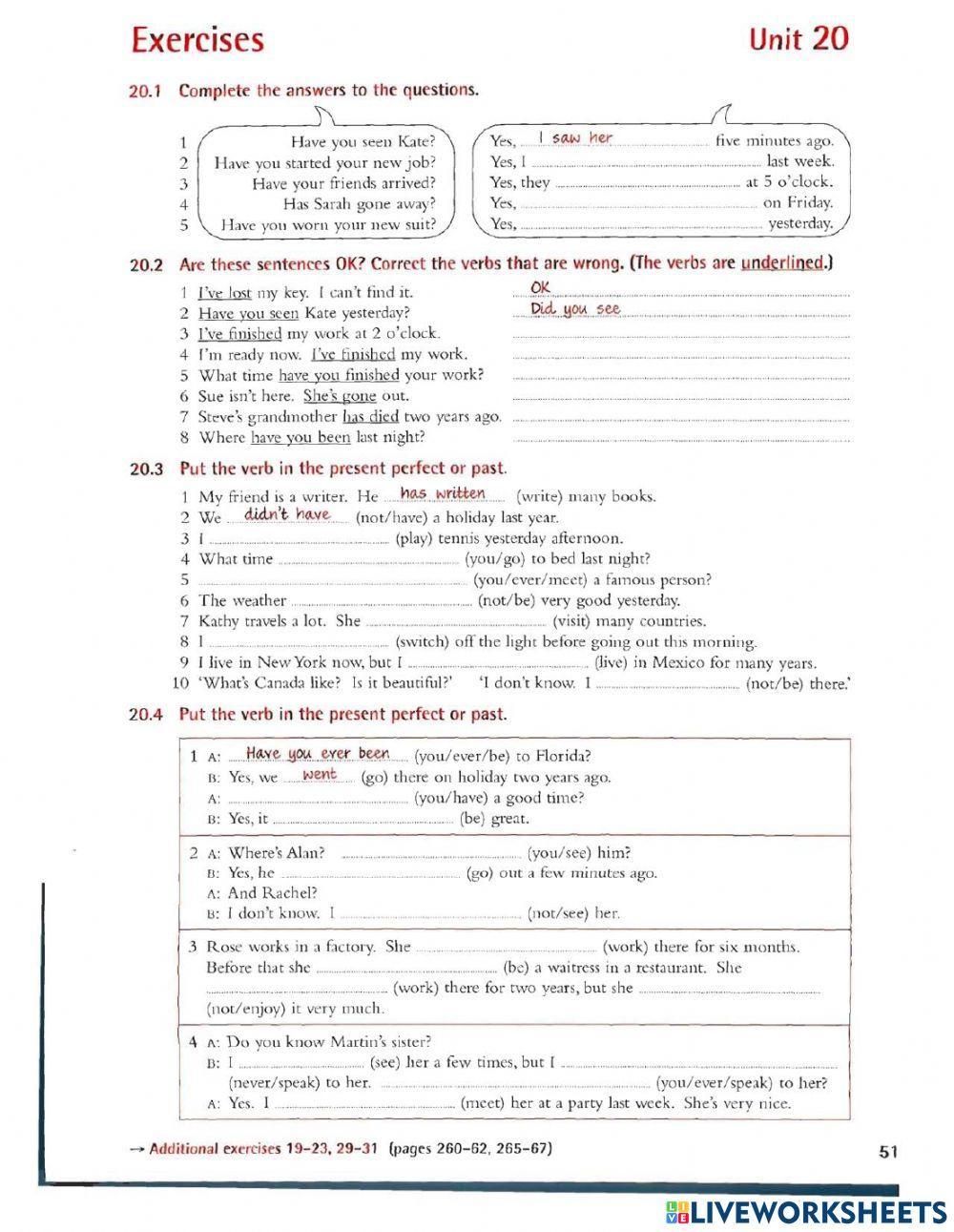 Past simple, present perfect