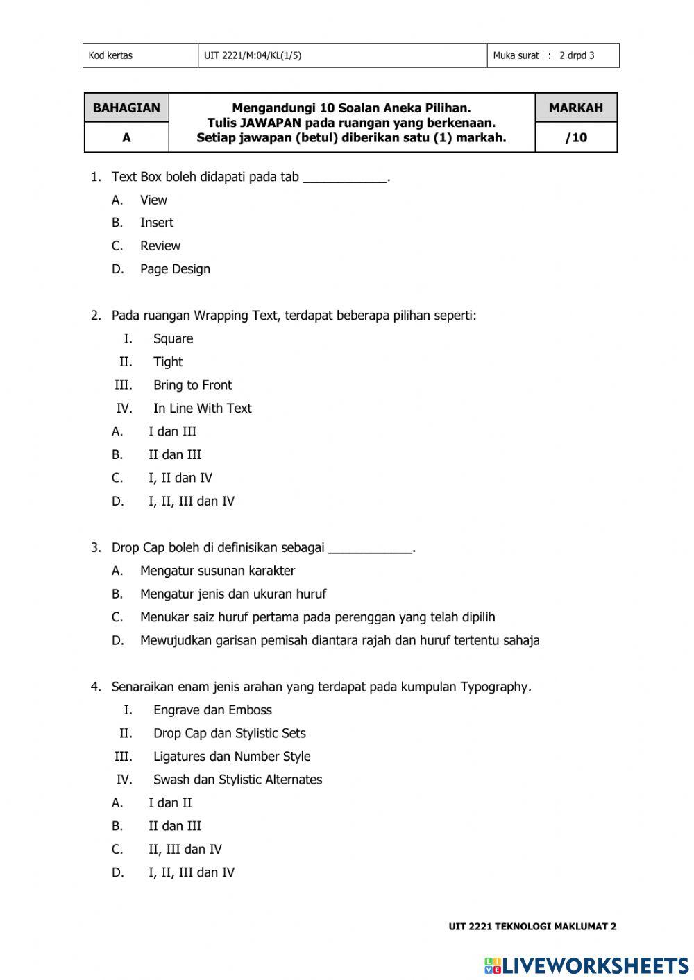 UIT2221 Kerja Lapangan MS Publisher