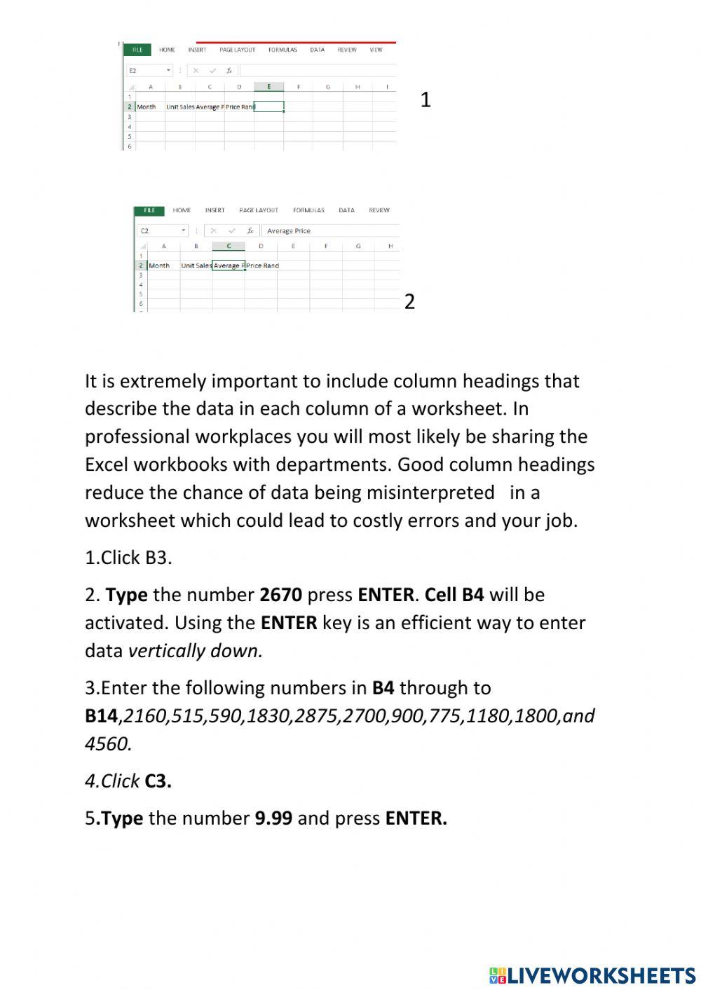 Lesson 5 Entering Editing and Managing Data. worksheet | Live Worksheets