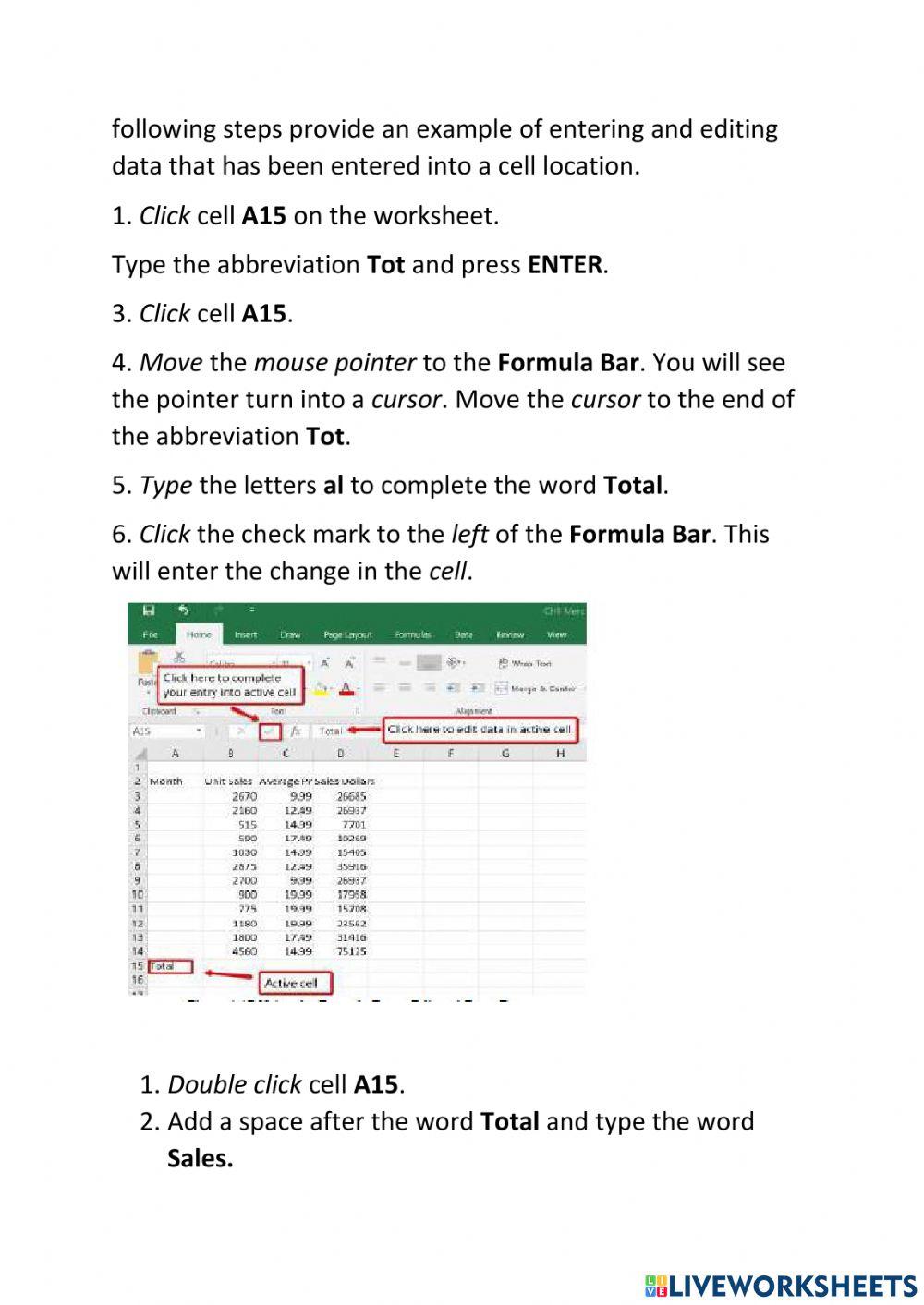 Lesson 5 Entering Editing and Managing Data. worksheet | Live Worksheets