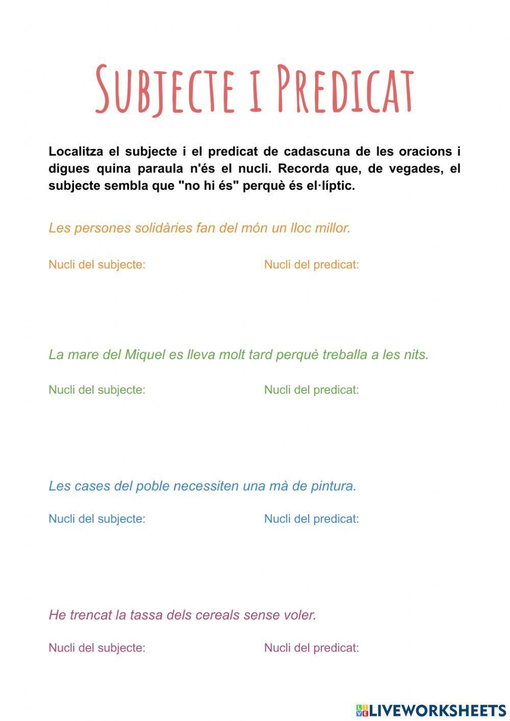 Subjecte, predicat i nuclis