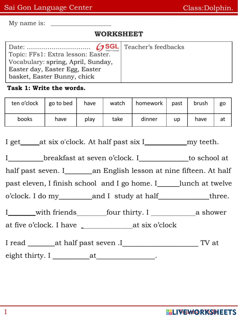 FFs1: Extra lesson: Easter Day