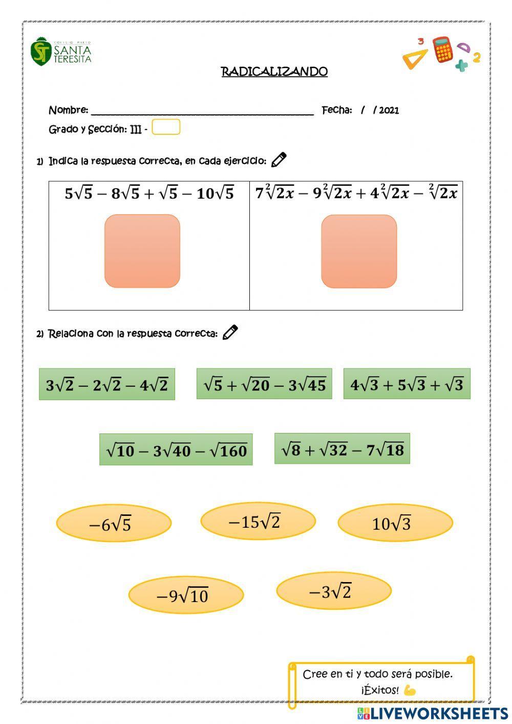 Operaciones con radicales
