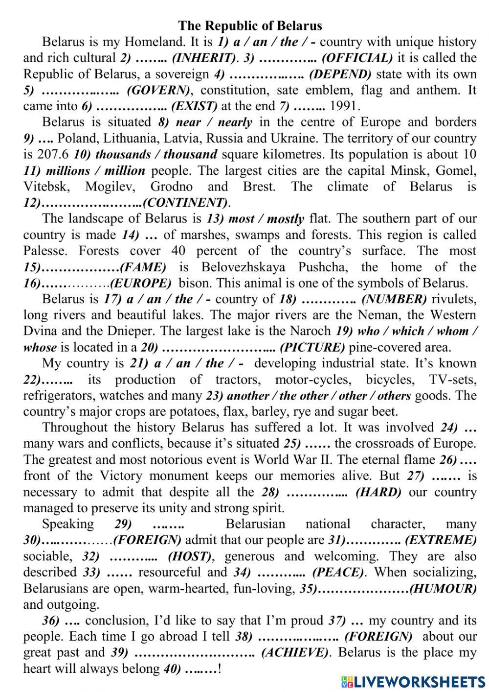 The Republic of Belarus topic