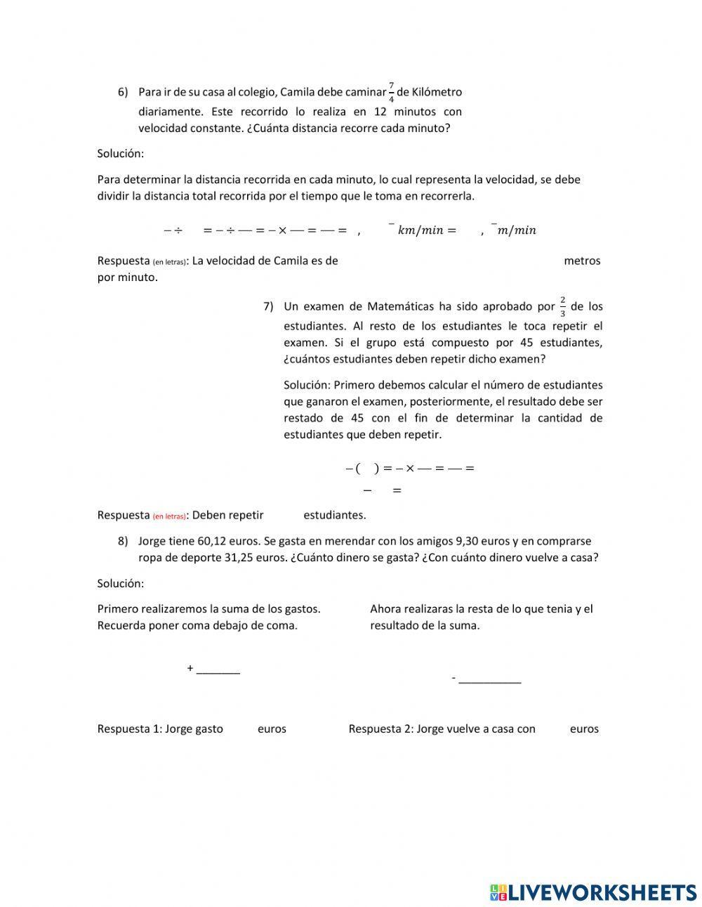 Operaciones con racionales
