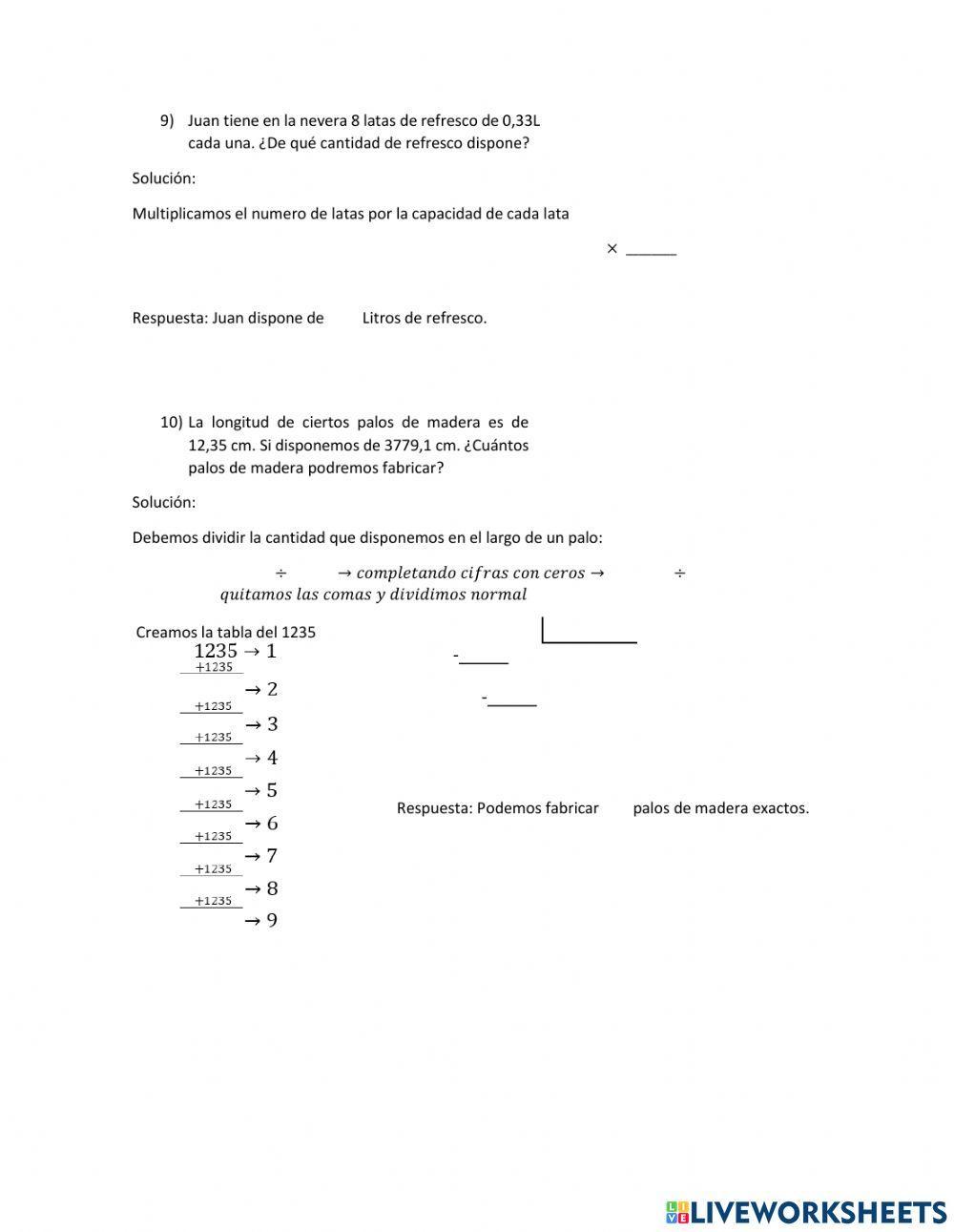 Operaciones con racionales