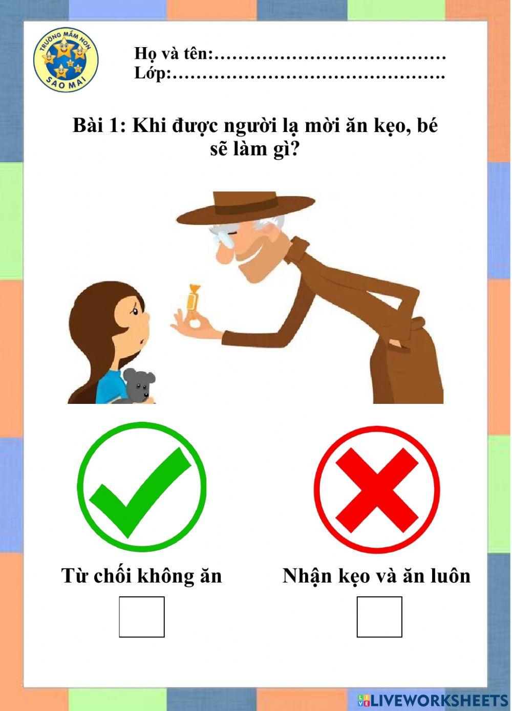 Kỹ năng không nhận quà và đi theo người lạ