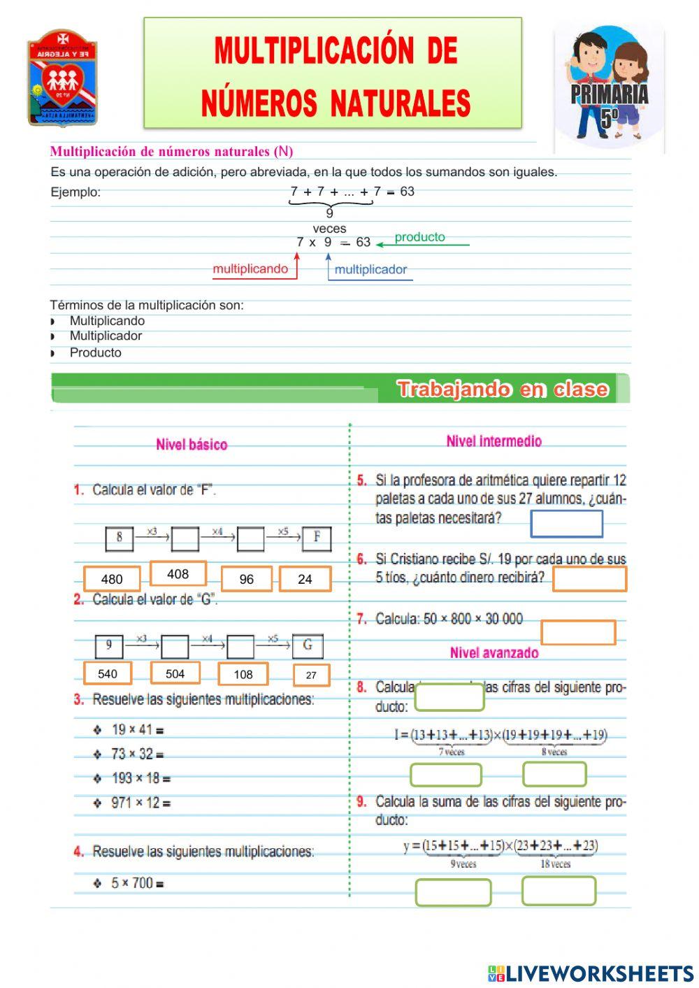 Multiplicación de Números Naturales