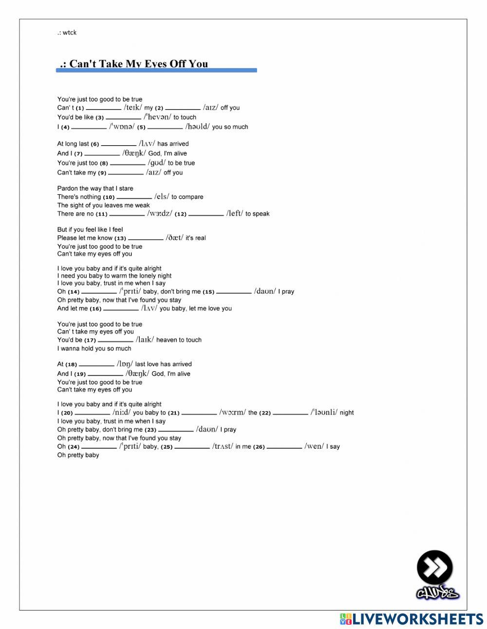 Can't take my eyes off you