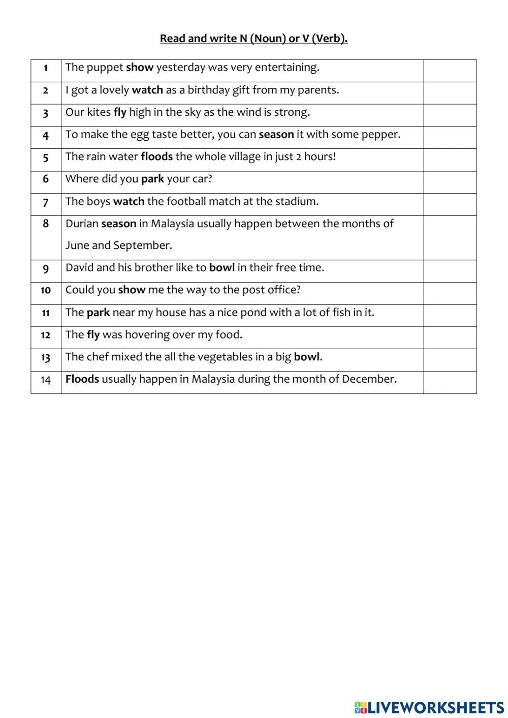 Words that can be both a noun  and a verb