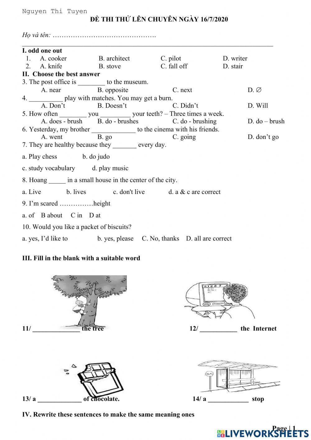 Đề lên chuyên 2