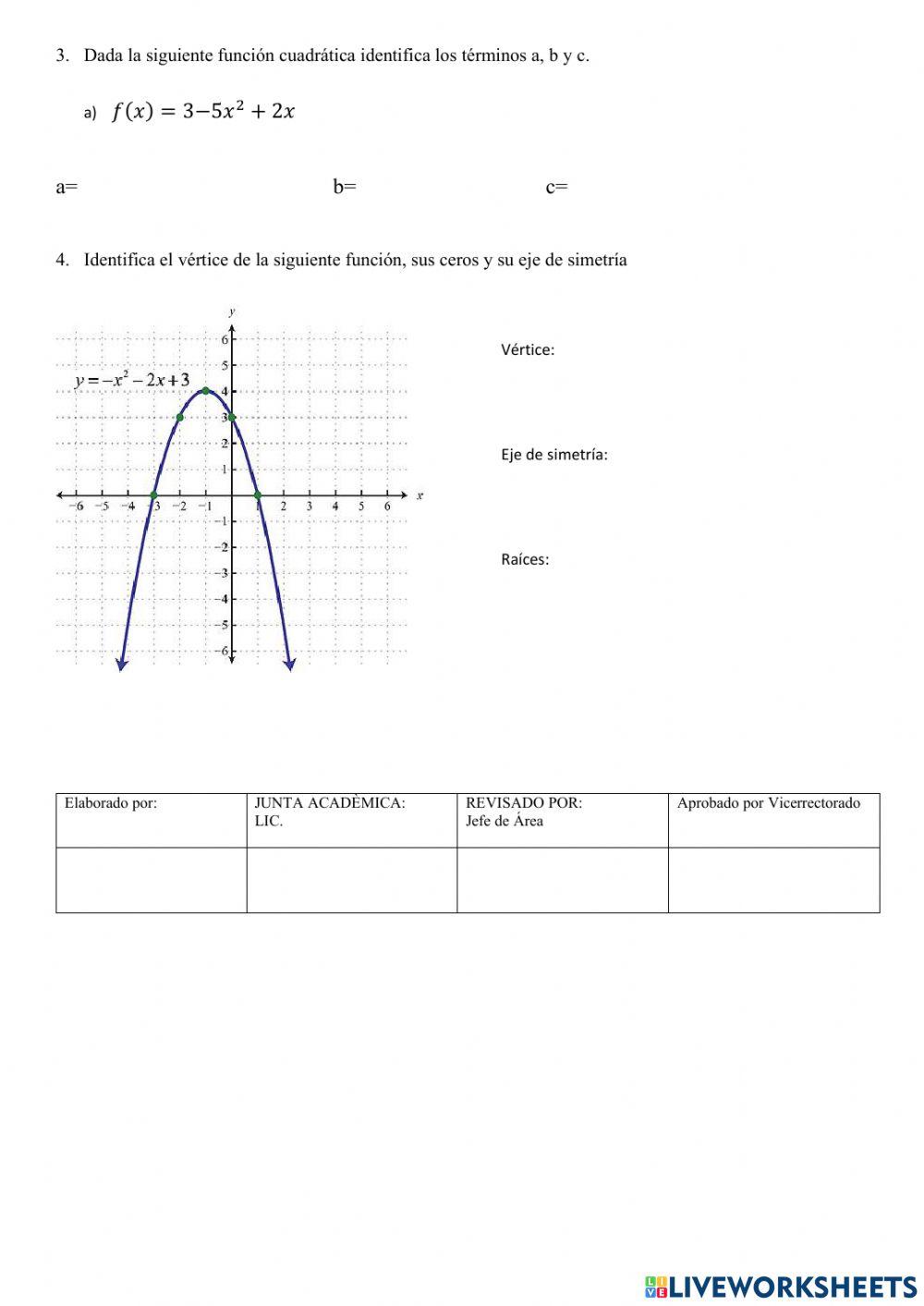 Funciones cuadráticas