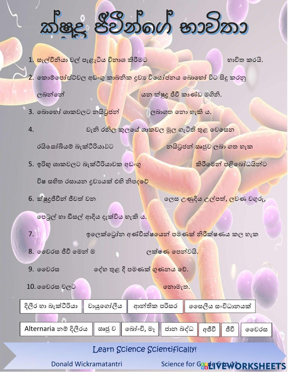 ක්ෂුද්‍රජීවීන්ගේ භාවිතා