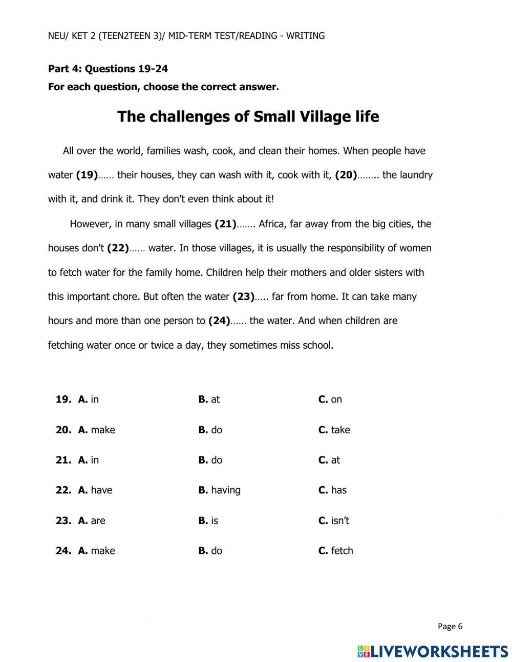 Ket 2 midterm read and write