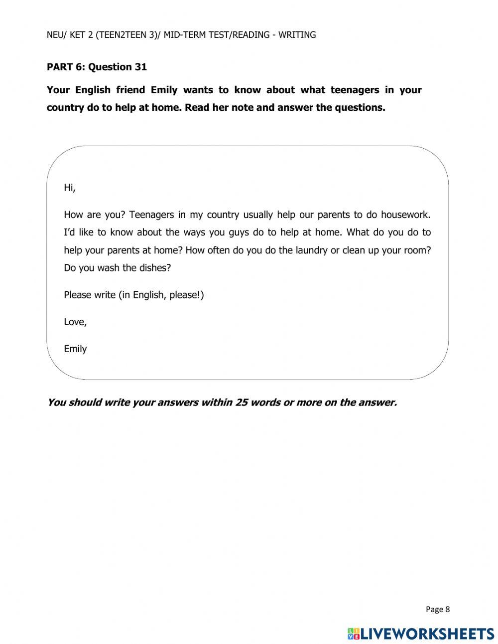 Ket 2 midterm read and write