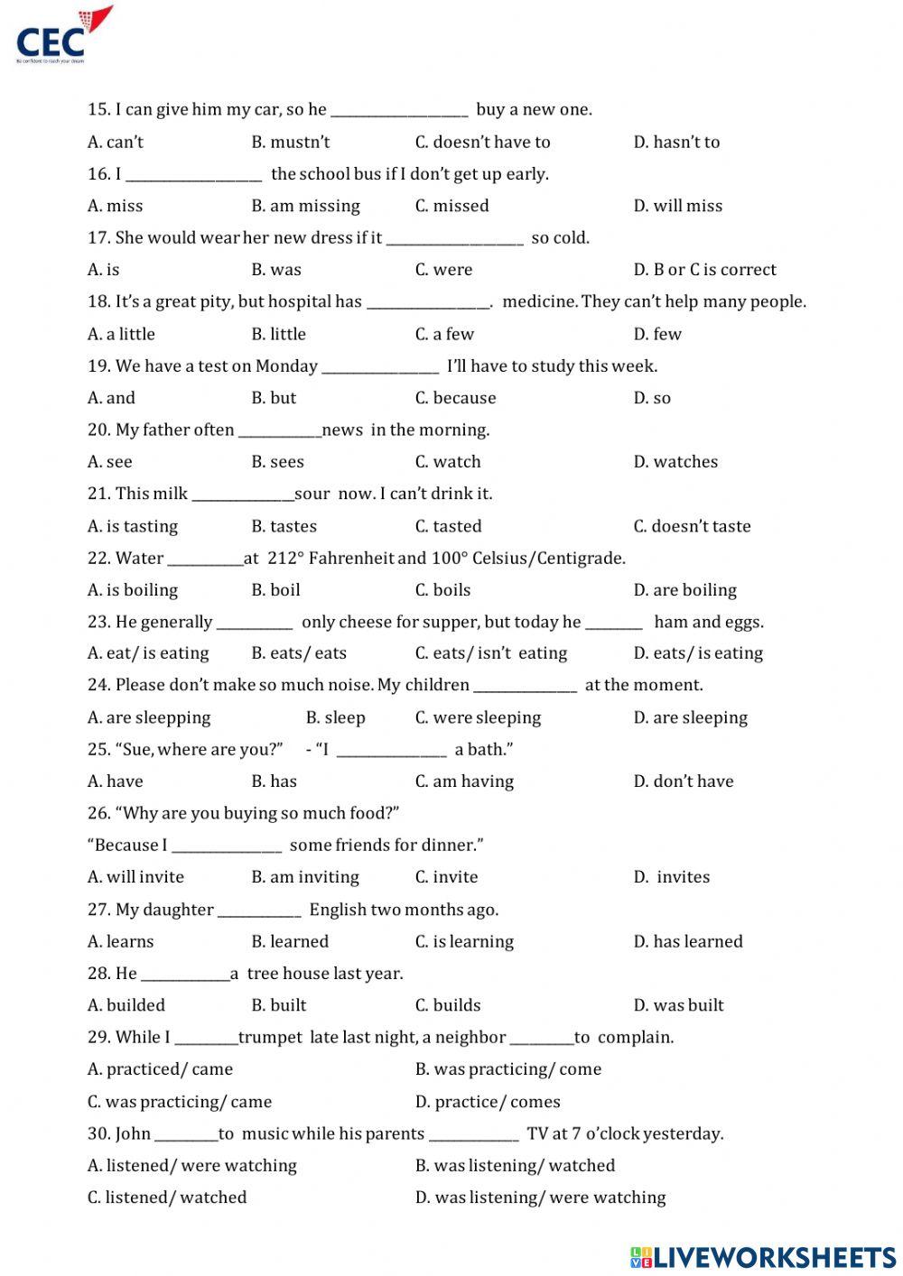 Ngữ pháp PT lớp 5