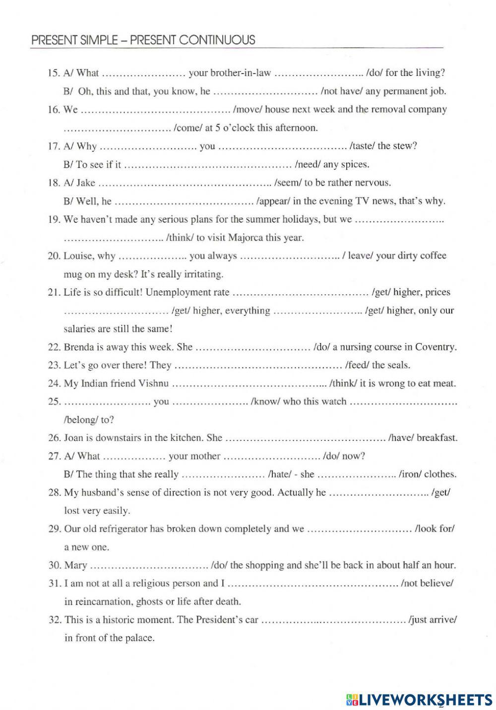 Present Simple vs. Present Continuous