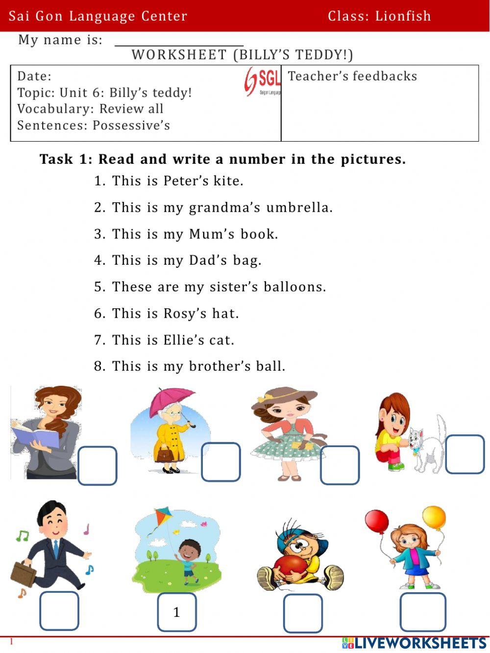 FFs1: Unit 6: Billy's Teddy