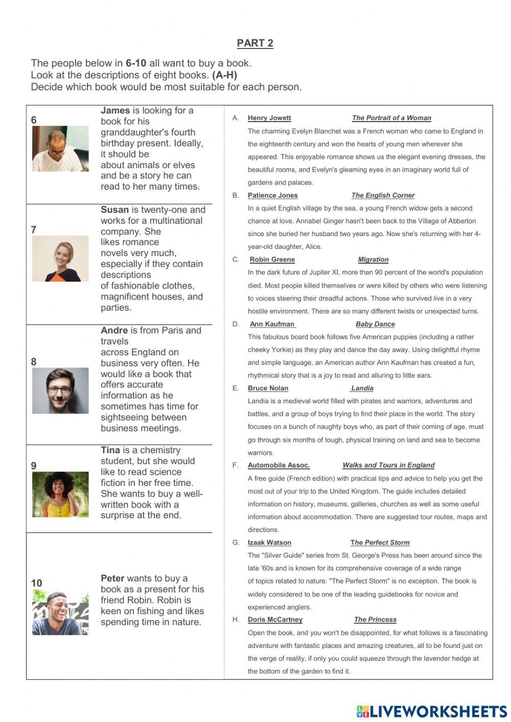 Pet reading pra free interactive worksheets 6862223