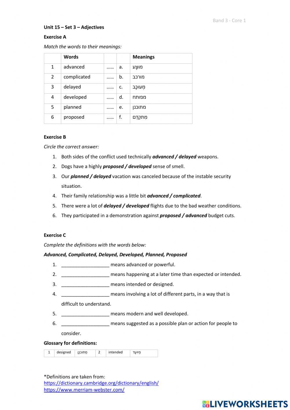 Band 3 (Core 1) - Unit 15 - Set 3