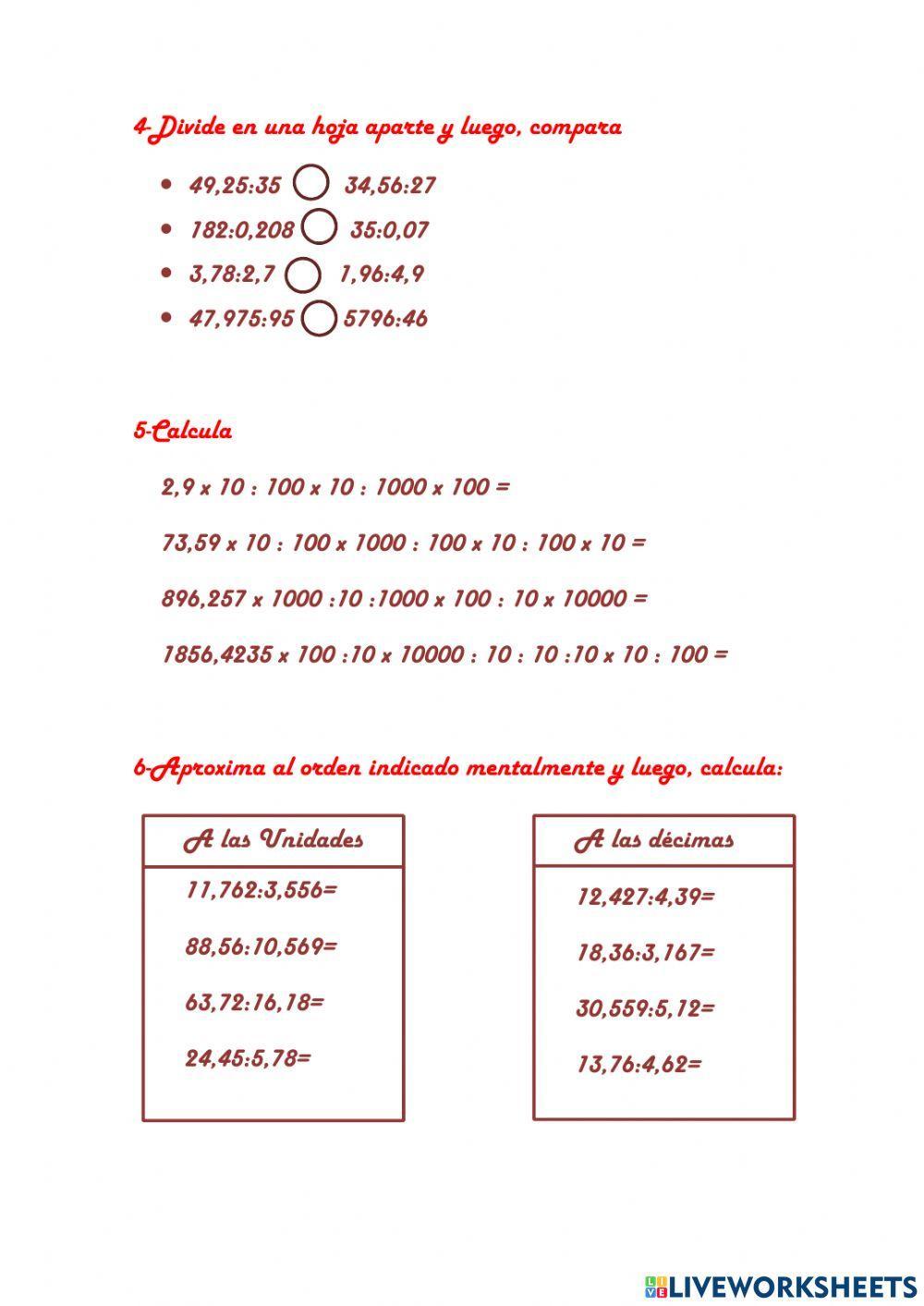 DIVISIÓN CON DECIMALES