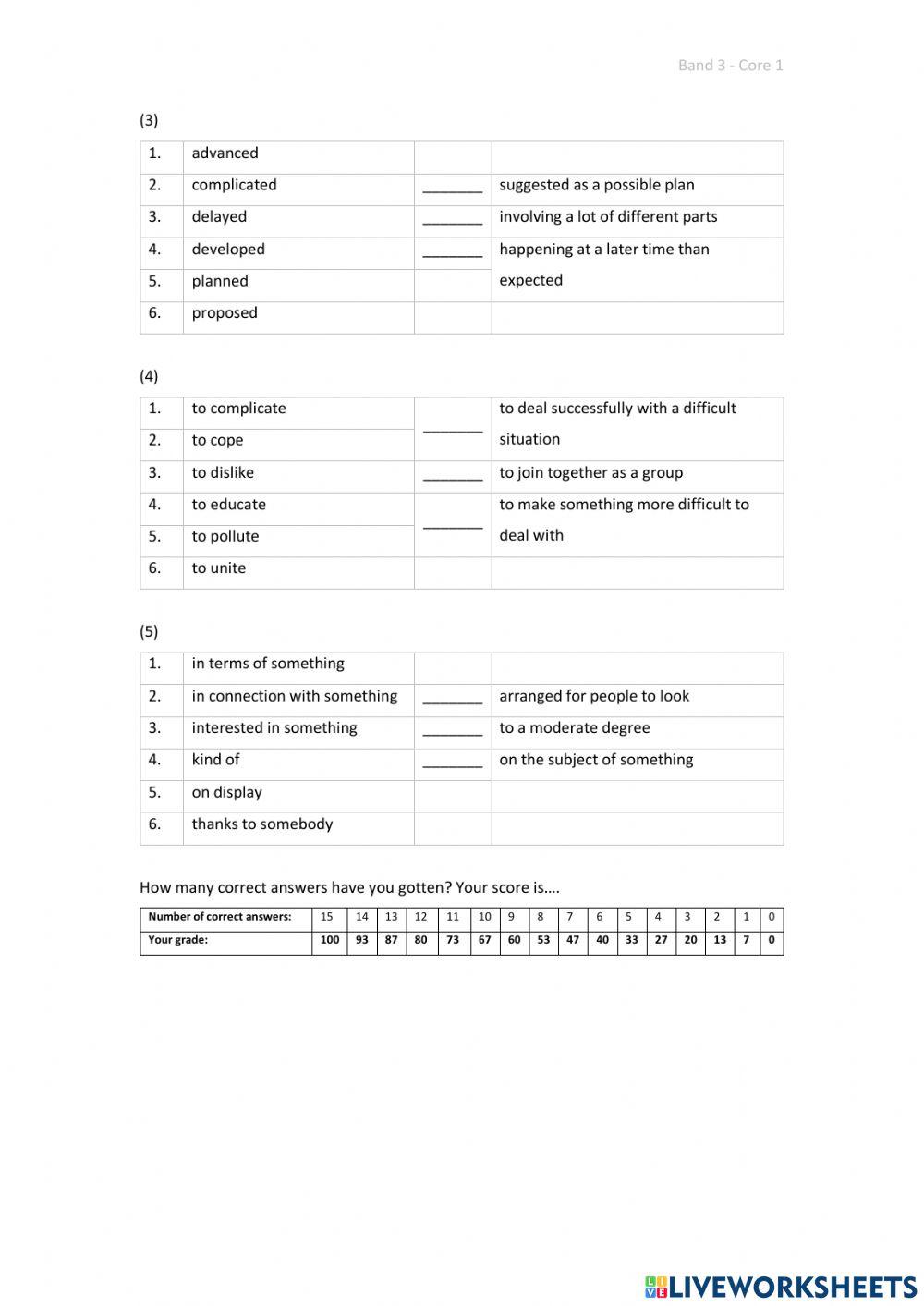 Band 3 (Core 1) - Unit 15 - Test
