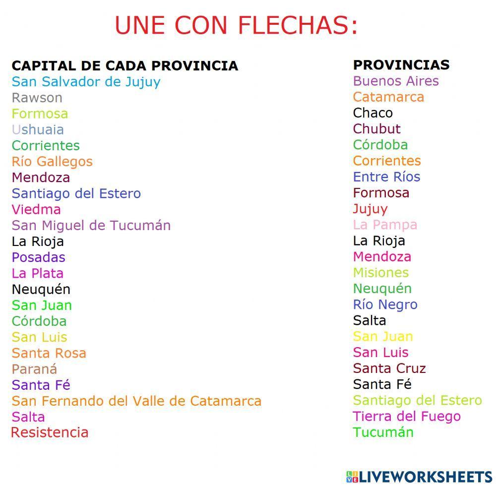Provincias y capitales de Argentina