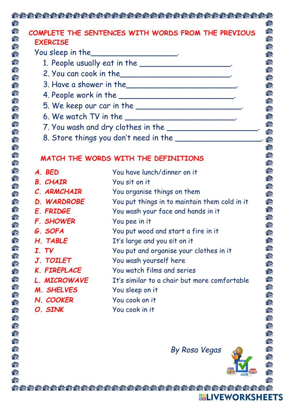 Rooms ans furniture in a house