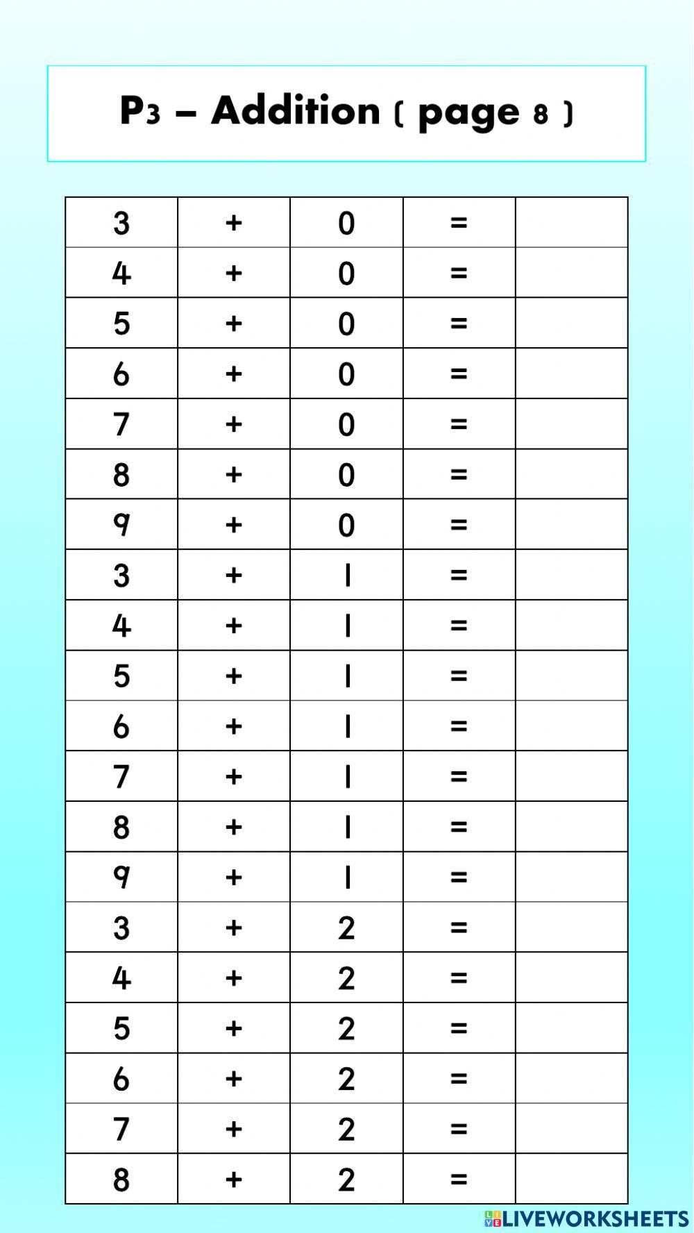 Mathematics - addition within 20 （1）